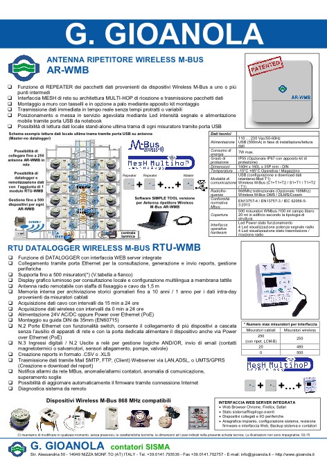 Gioanola - Catalogo Antenna ripetitore wireless M-BUS AR-WMB