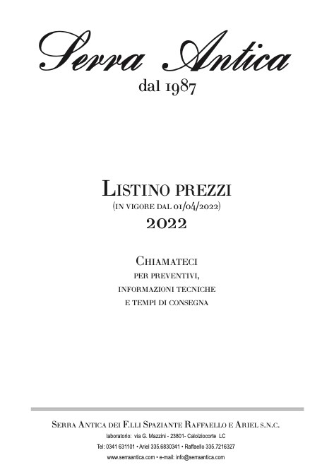 Serra Antica - Listino prezzi 2022