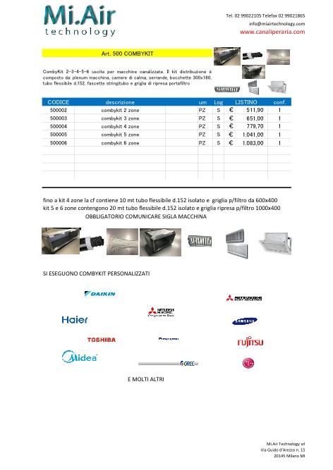 Mi.Air Technology - Listino prezzi Combykit 2017