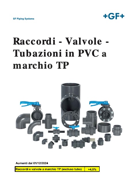 Georg Fischer - Listino prezzi Raccordi - Valvole - Tubazioni in PVC a marchio TP