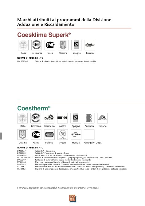 Coes - Catalogo Adduzione & Riscaldamento