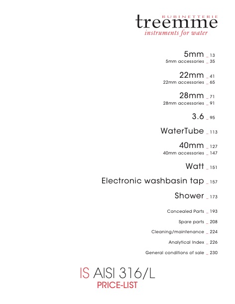 Rubinetterie Treemme - Listino prezzi Inox | AISI 316/L