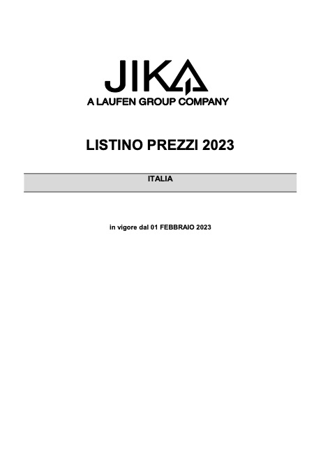 Laufen - Listino prezzi Jika 2023