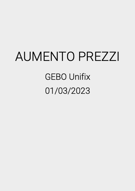 Gebo - Listino prezzi AUMENTO PREZZI